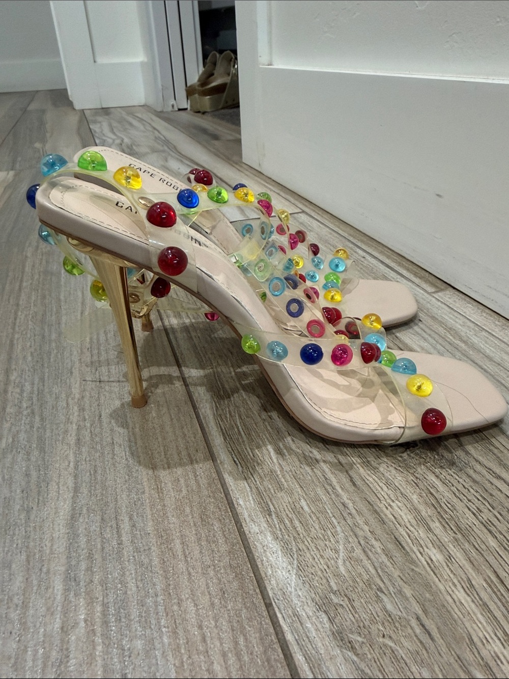 Cape Robbin Clear Sandals with Multicolor Stud Accents - Picture 4 of 5